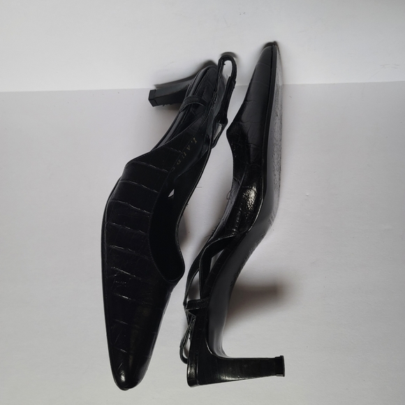 Lauren Ralph Lauren Croc Embossed Slingback Pointed Toe Leather Pumps. Size 9AA - Picture 3 of 7